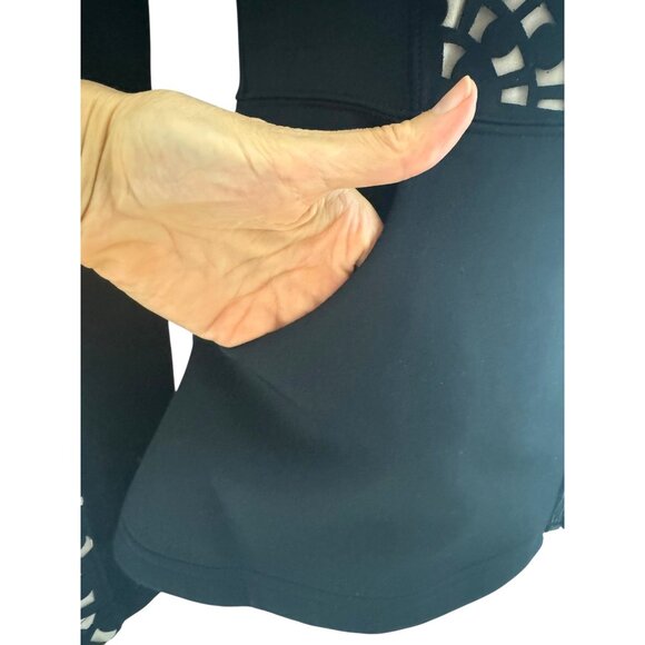 Boston Proper Black Laser Cut Long Sleeve Zip Jacket w/Pockets Sz XS Athleisure - Picture 4 of 10